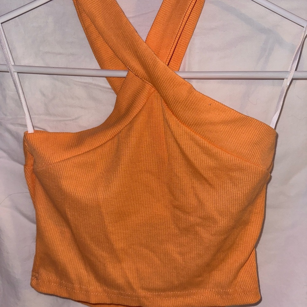 SHEIN Orange Ribbed Tank Top